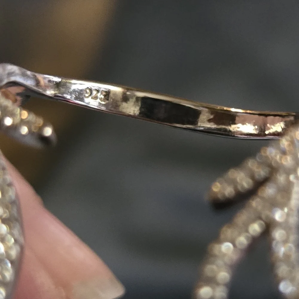 Sterling silver white saphire 4 ring hand cuff - Picture 11 of 12